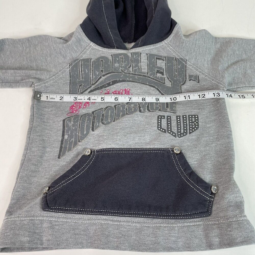 Harley Davidson Youth Girls Size 5 Hoodie Sweatshirt, Graphic Bedazzled, Grey - Picture 7 of 9